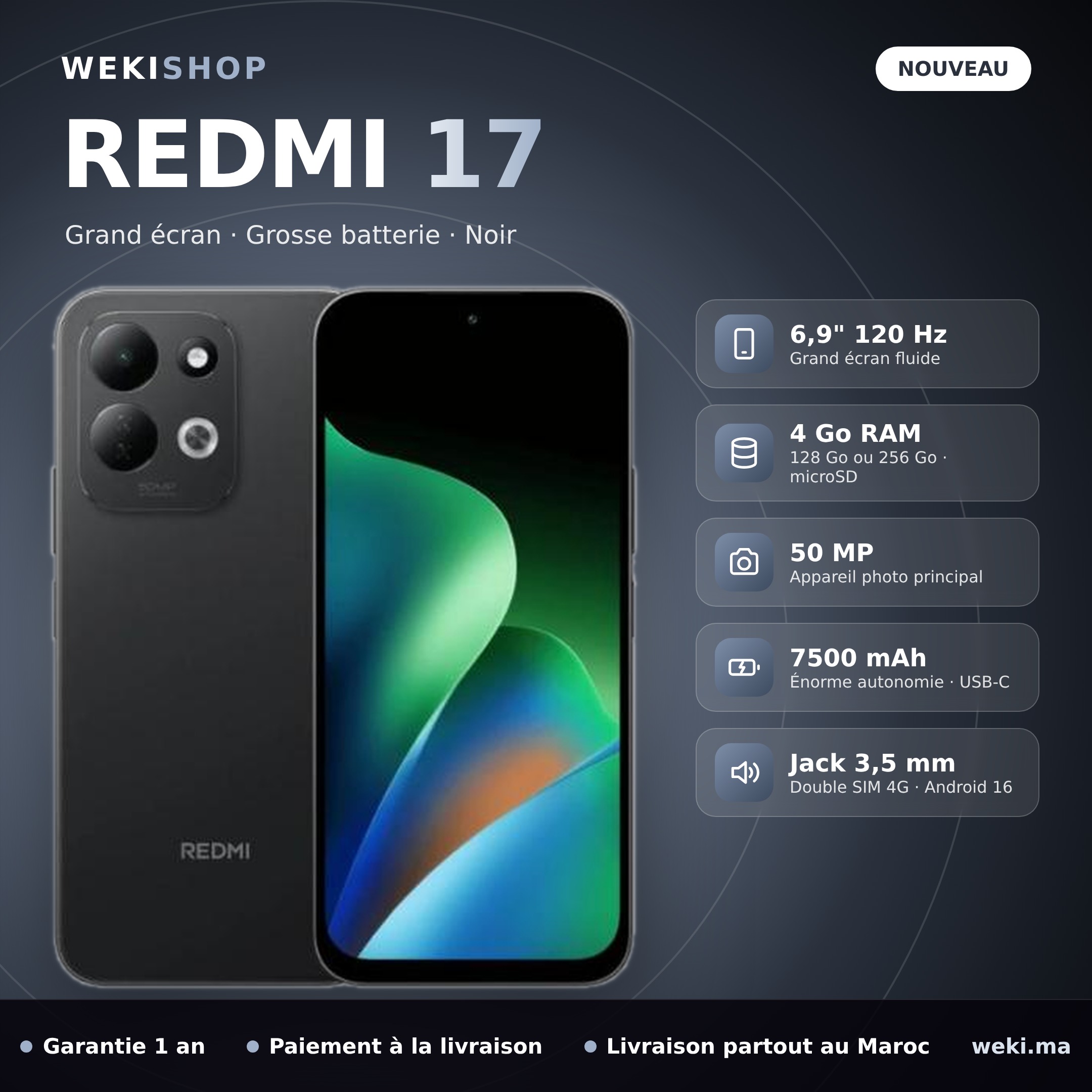 Xiaomi Redmi 17 – 4 Go RAM