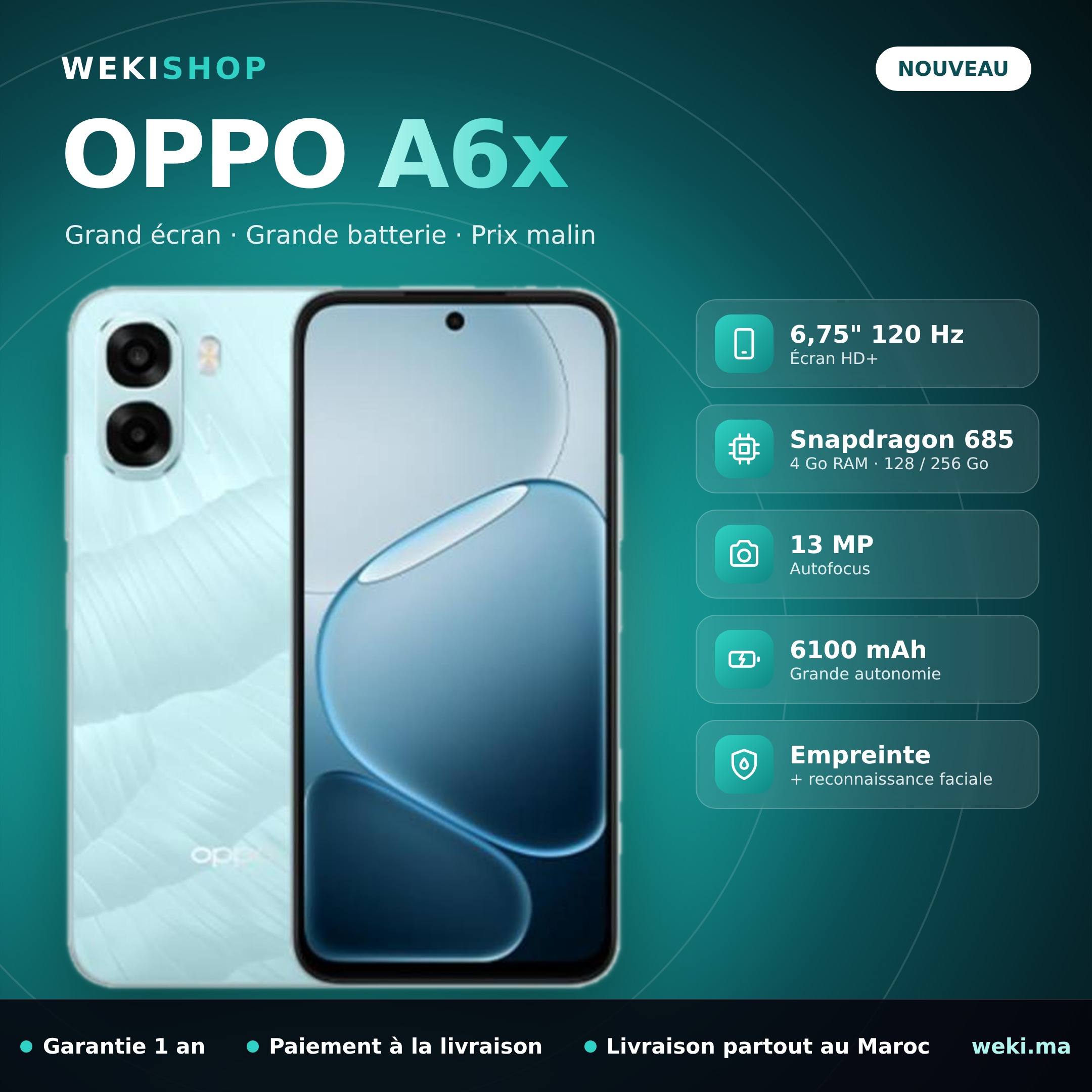 OPPO A6x 4 Go RAM - 128 Go / 256 Go